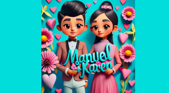 Descarga tu figura personalizada en 3D de nombres de Manuel & Karen.