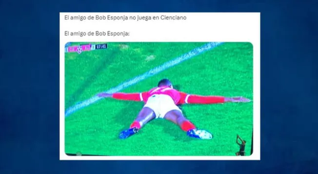 La forma en la que quedó un jugador de Cienciano lo llevó a ser comparado con Patricio Estrella.