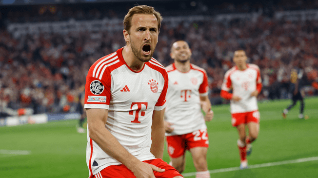 Harry Kane anotó el segundo gol del Bayern ante el Madrid. Foto: AFP