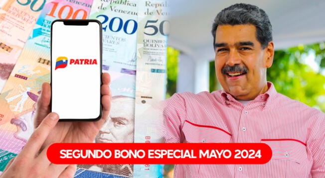 El Segundo Bono Especial de mayo 2024 correspondería al Bono del Día de la Madre a través del Sistema Patria en Venezuela.
