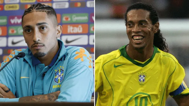 Raphinha respondió a Ronaldinho tras publicación. Foto: Composición Líbero/CBF Futebol
