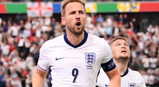 Harry Kane celebrando su gol ante Dinamarca por la Eurocopa 2024