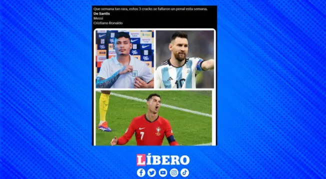 Messi, Cristiano y ahora De Santis, los cracks también falla, bromearon en redes.