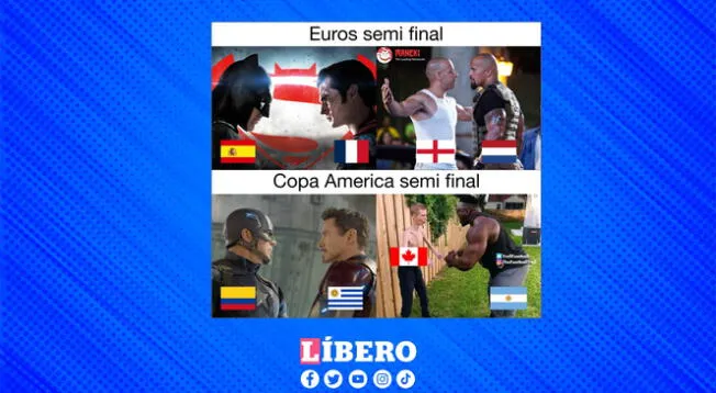 Los memes no faltaron al momento de comparar las semis de la Eurocopa y Copa América.