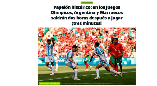 Olé informó sobre el polémico gol anulado a Argentina en Juegos Olímpicos