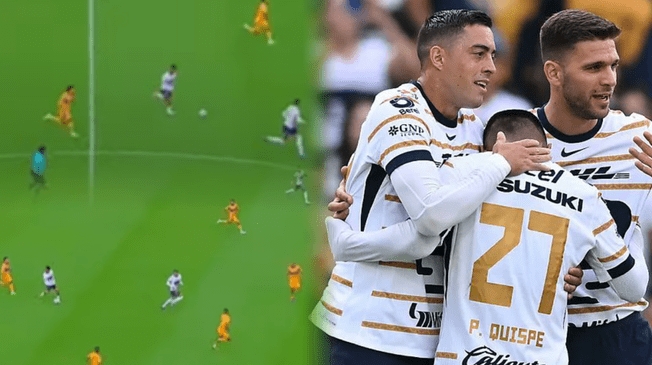 Piero Quispe inició la jugada del gol de Pumas UNAM ante Tigres por el Apertura MX 2024.