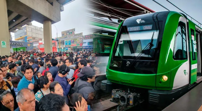 Pasajeros hacen largas colas para tomar la Línea 1 del Metro de Lima y servicio presenta fallas.