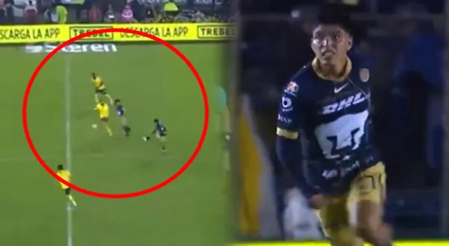 Piero Quispe casi anota gol de media cancha con camiseta de Pumas.