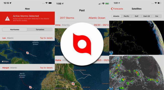 Actualmente, hay varias aplicaciones móviles para monitorear en vivo la actividad de los huracanes.