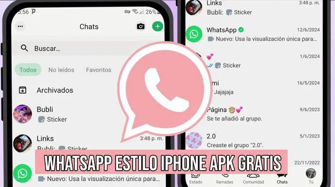 Descarga GRATIS la versión  WhatsApp estilo iPhone totalmente GRATIS para Android, noviembre 2024.