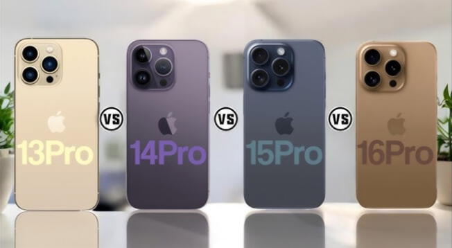 Comparación entre los modelos Pro de Apple desde el 13 al 16.