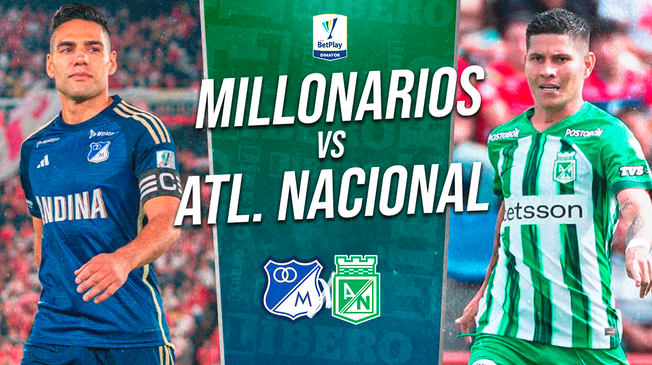 Millonarios y Atlético Nacional se ven las caras por la Liga BetPlay 2024.