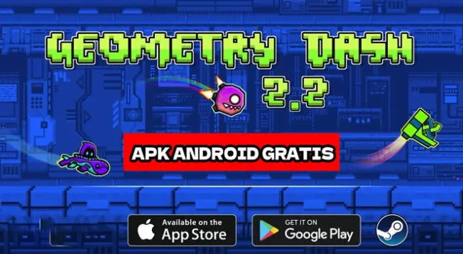 Descarga GRATIS Geometry Dash APK v2.2.143 para smartphone Android. ES GRATIS y tiene los niveles desbloqueados.