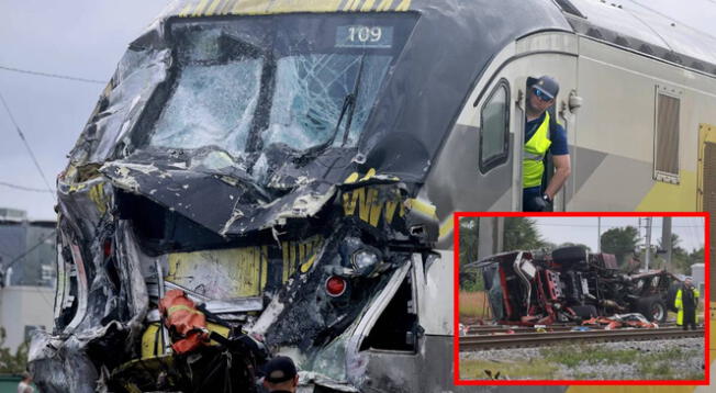 Choque entre un tren y un carro de bomberos deja varios heridos en Florida.