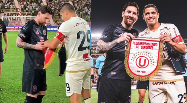 Lionel Messi y su llamativa imagen con banderín de Universitario.