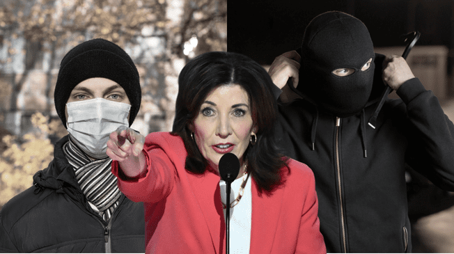 Hochul argumenta que la nueva norma evitará que las personas oculten su identidad al cometer delitos. Hochul argumenta que la nueva norma evitará que las personas oculten su identidad al cometer delitos.