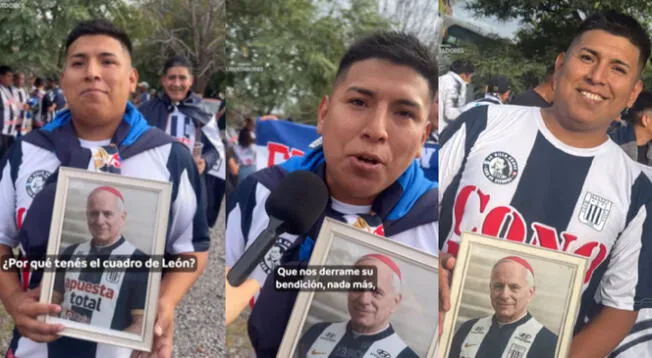 Hincha de Alianza Lima espera que el Papa León XIV les de la bendición. Hincha de Alianza Lima espera que el Papa León XIV les de la bendición.