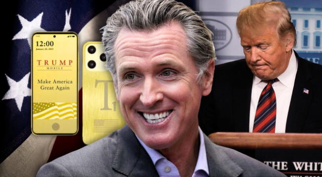 Gavin Newsom se burla de que el T1 Phone no sea totalmente estadounidense. Gavin Newsom se burla de que el T1 Phone no sea totalmente estadounidense.