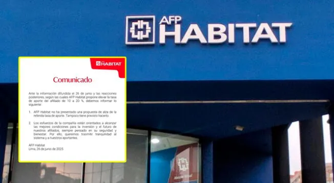 Tras las controversias generadas, AFP Habitat publicó un importante comunicado sobre propuesta de duplicar aporte obligatorio. Tras las controversias generadas, AFP Habitat publicó un importante comunicado sobre propuesta de duplicar aporte obligatorio.