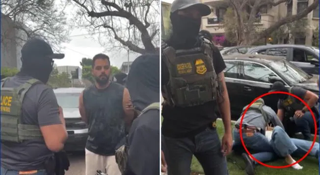 Mujer entra en pánico tras la detención de su esposo por el ICE en Los Ángeles. Mujer entra en pánico tras la detención de su esposo por el ICE en Los Ángeles.
