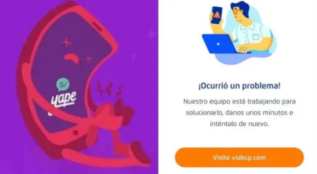 Yape y BCP presentan caída en sus aplicaciones