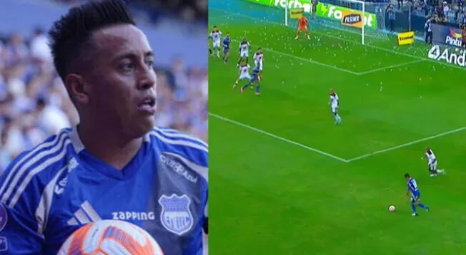 Christian Cueva sorprende con gran pase para el gol de Emelec. Christian Cueva sorprende con gran pase para el gol de Emelec.