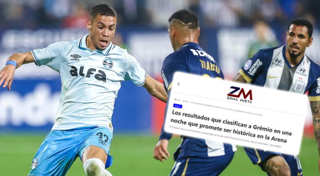 Gremio busca eliminar a Alianza Lima de la Copa Sudamericana.