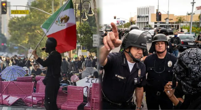 Una persona fue detenida en una protesta en el centro de Los Ángeles y fue llevado al hospital por una fractura en la mano. Una persona fue detenida en una protesta en el centro de Los Ángeles y fue llevado al hospital por una fractura en la mano.