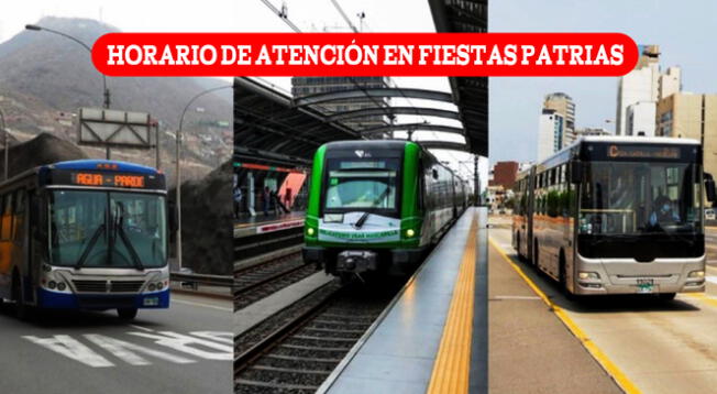 El horario de atención del Metropolitano, Metro de Lima y corredores este 28 y 29 de julio. El horario de atención del Metropolitano, Metro de Lima y corredores este 28 y 29 de julio.