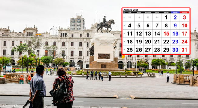 Conoce los dos feriados del mes de agosto 2025 para el sector público y privado en Perú.