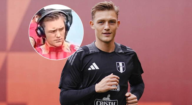 Oliver Sonne y su reacción con un hincha peruano.