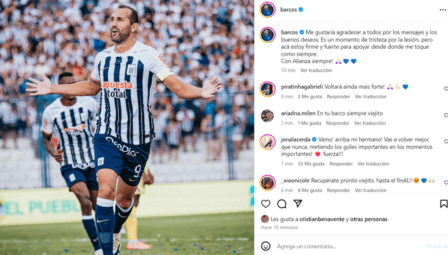 En Instagram también dejó el mismo mensaje Hernán Barcos.   