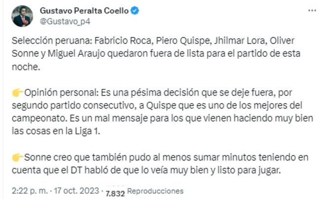 Jugadores de Perú que quedaron fuera de lista ante Argentina   