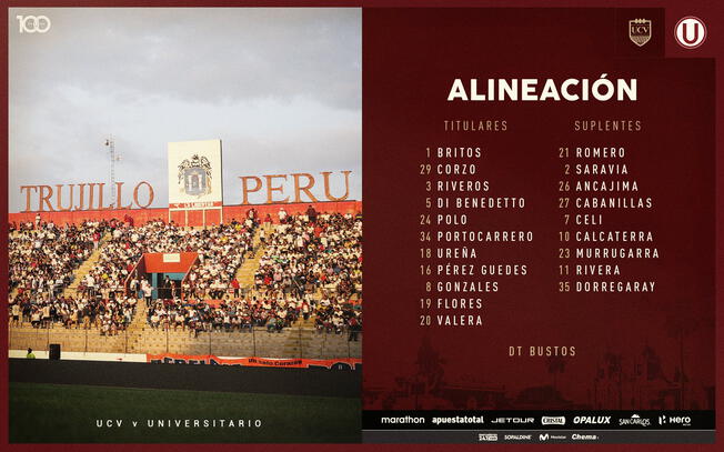 Alineación oficial de Universitario   