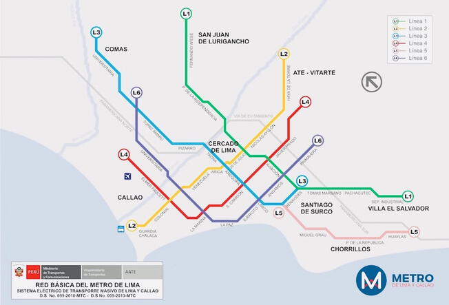 Rutas del Metro de Lima. 