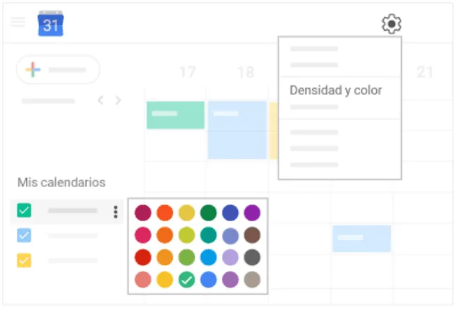 Cambiar el diseño del calendario.   Imagen: Google Calendar   
