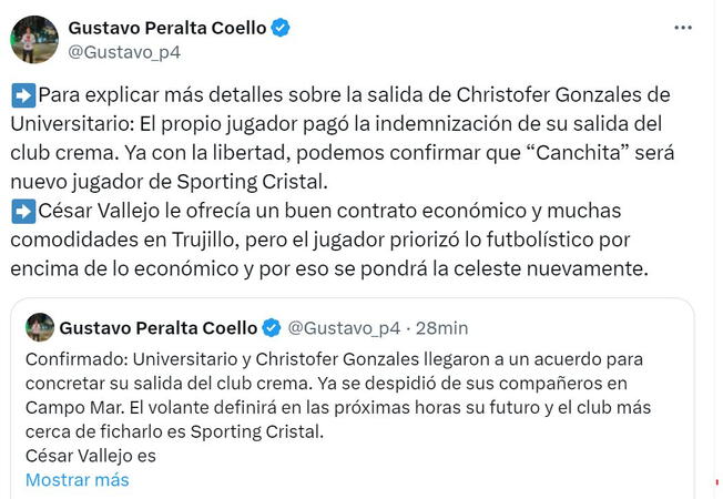 Detalles sobre Christofer Gonzales a Sporting Cristal.   