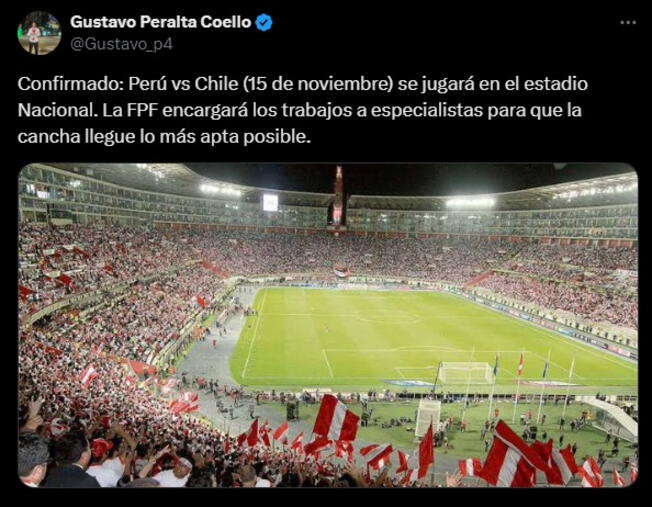 Partido Perú vs. Chile se juega en el Estadio Nacional.   