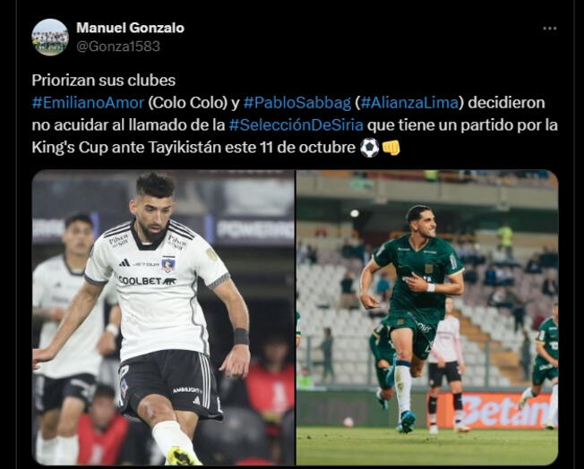  Emiliano Amor y Pablo Sabbag rechazaron la convocatoria de Siria.   