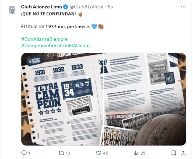 Alianza Lima: cuenta X.   