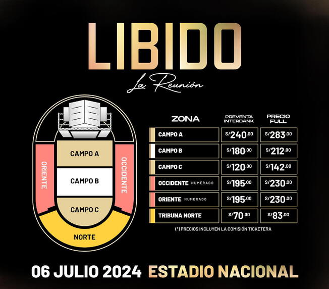 Precio de entradas para Libido 2024. | Foto: MasterLivePerú 