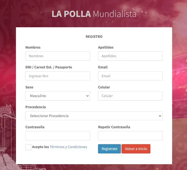Registro de La Polla Mundialista.  