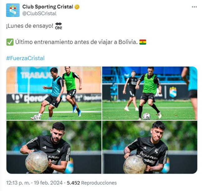 Sporting Cristal entrenó en Lima antes de viajar a Bolivia   