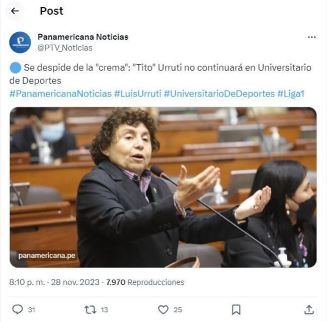 Panamericana Televisión confundió a Urruti con Susel Paredes.   