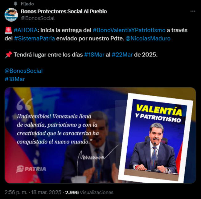 El Primer Bono Especial de marzo 2025 llegó a Venezuela. El Primer Bono Especial de marzo 2025 llegó a Venezuela.