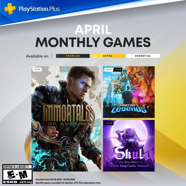 Juegos gratis de abril de 2024 en PS Plus, Prime Gaming, Epic Games y