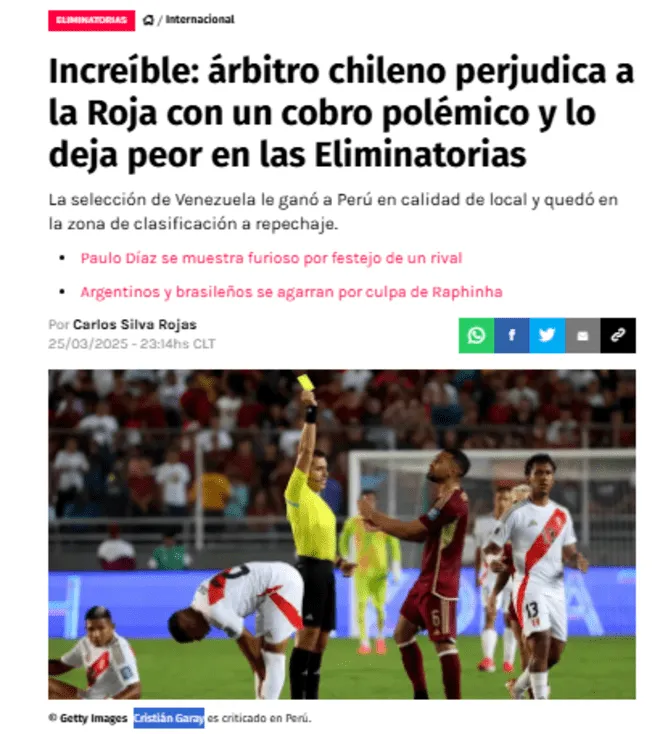 Redgol cuestionó al árbitro Garay   