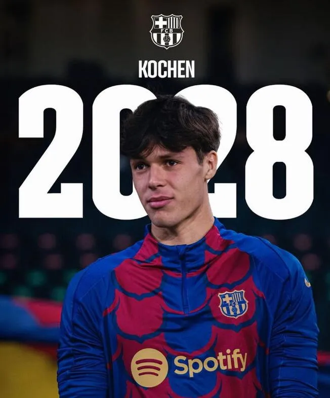 Diego Kochen tiene contrato con Barcelona hasta 2028.   