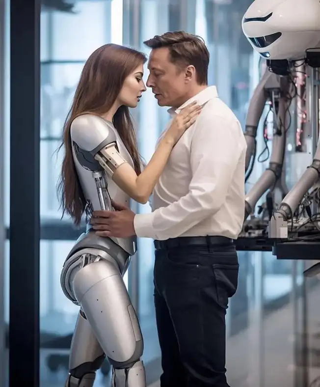 Imagen de Elon Musk, supuestamente, con su 'novia robot'. (Foto: elqroboatunovia)   