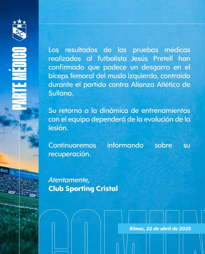 El comunicado de Sporting Cristal sobre Pretell.   